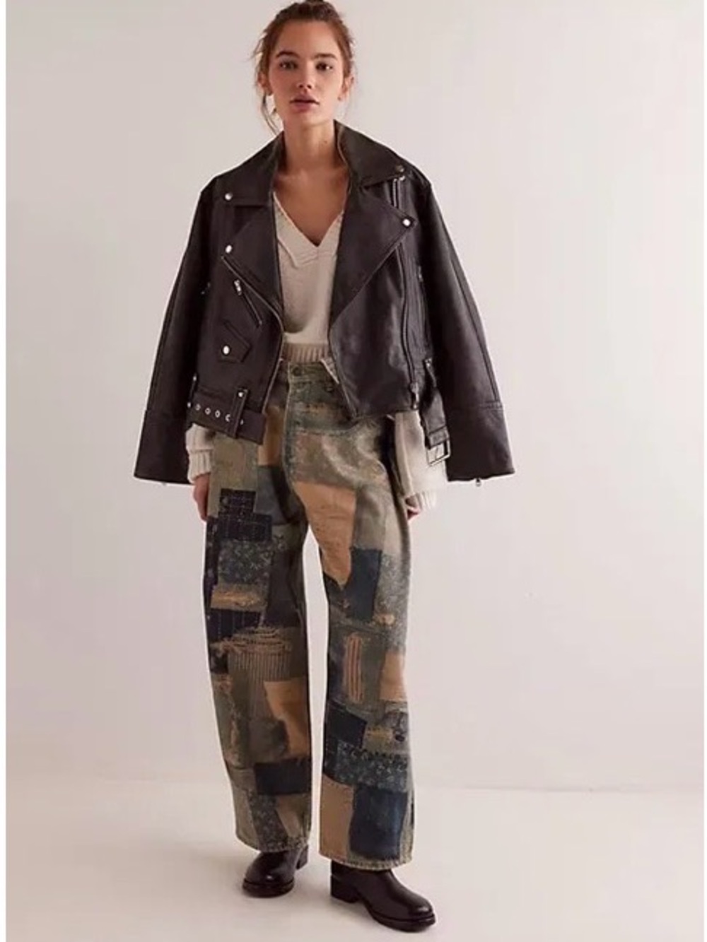 FREE PEOPLE × We The Free - Illusions Printed Relaxed Jeans indigo combo size 24